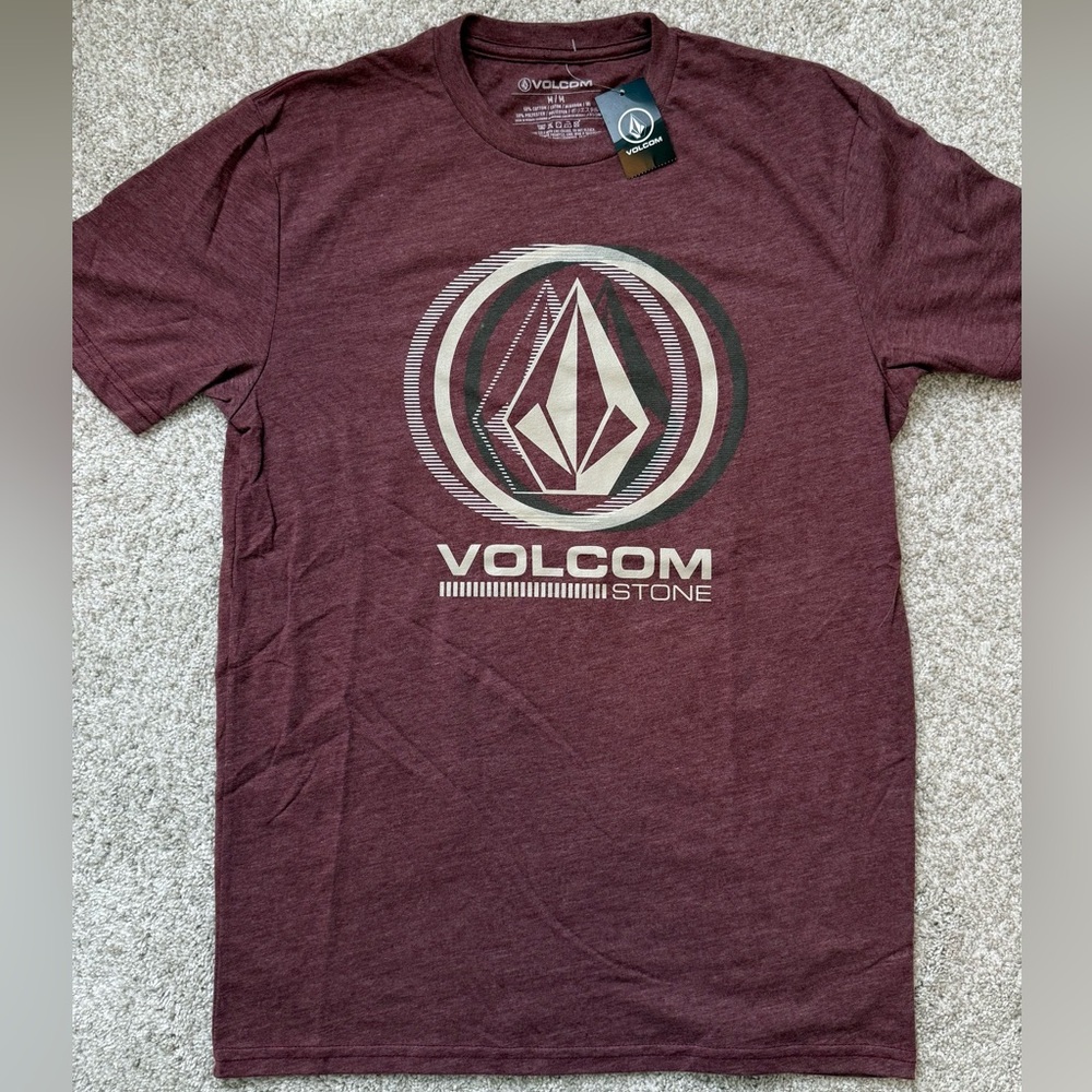 Volcom Short-Sleeve Graphic Tee in Maroon and Cream